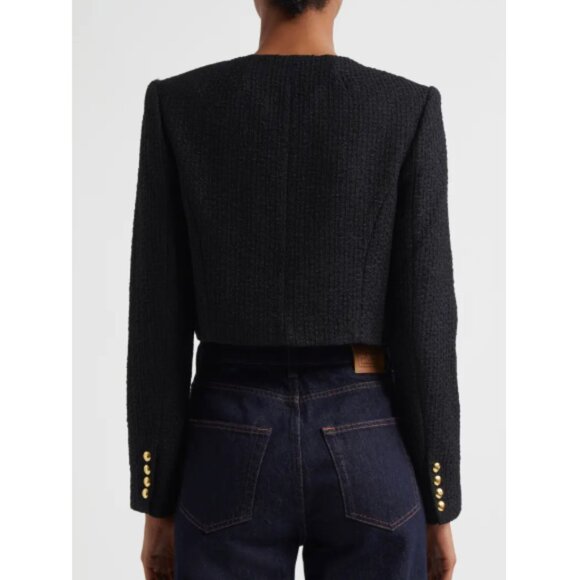 Cinq à Sept 'Auden' Cropped Tweed Jacket, Black - Picture 4 of 5